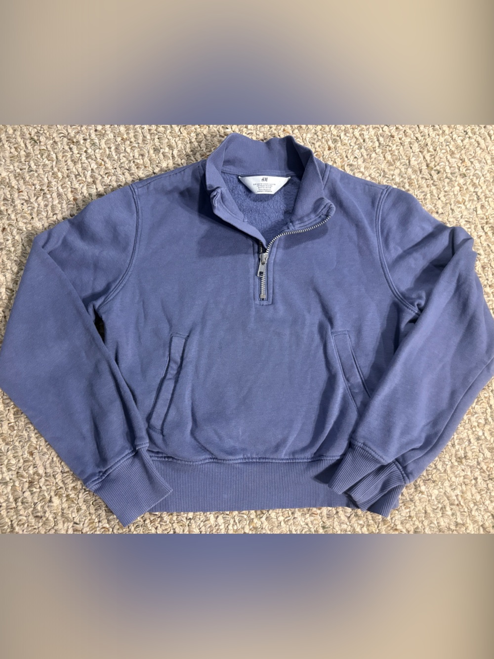 H&M Kid’s Zip-Up Pullover Sweater - Slate Blue, Size 8-10